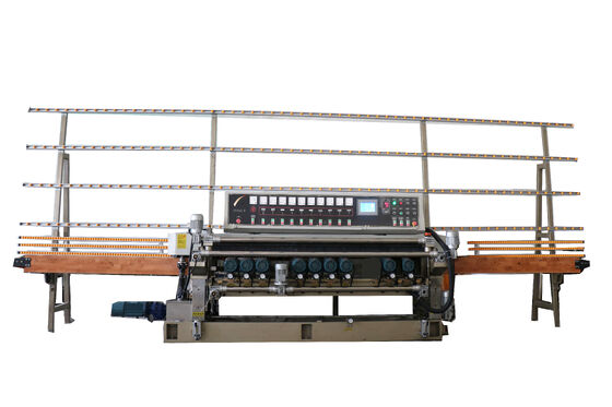 10 Motors Straight Line Glass Beveling Machine PLC Control With Lifting System