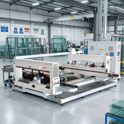 Small Size Fully Automatic Glass Edging Machine 8-motor Double-grinding And Polishing Machine