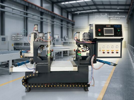 Automatic Dual-head Glass Corner Grinding and Polish Machine for 3-19mm Thickness with One Pass Grinding Polishing