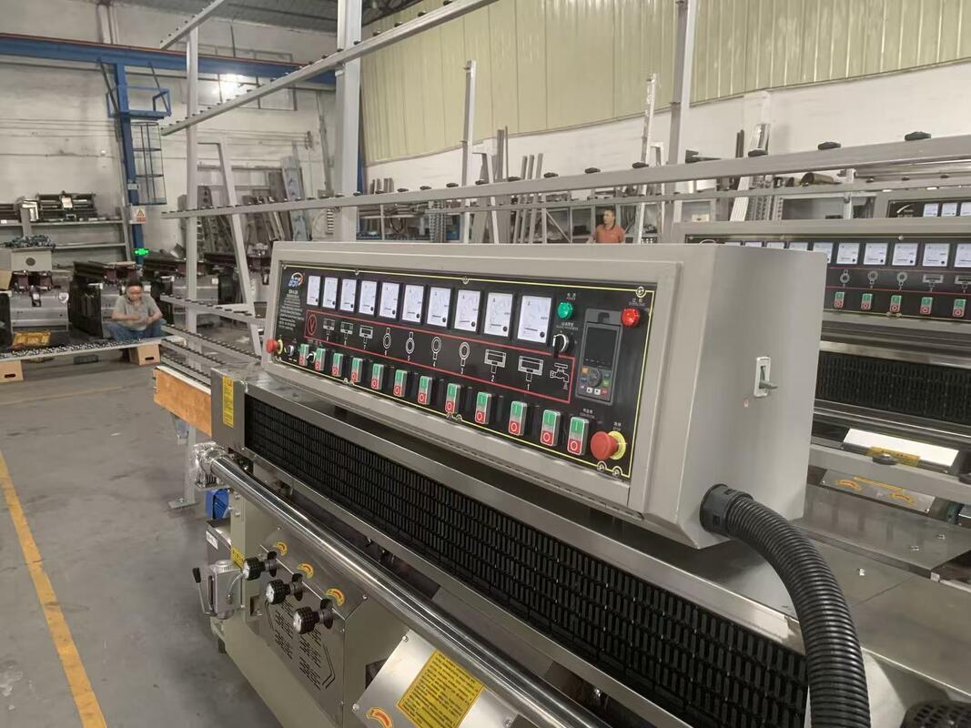 3-20mm Glass Straight Line Edging Machine , 9 Wheels Glass Processing Machine