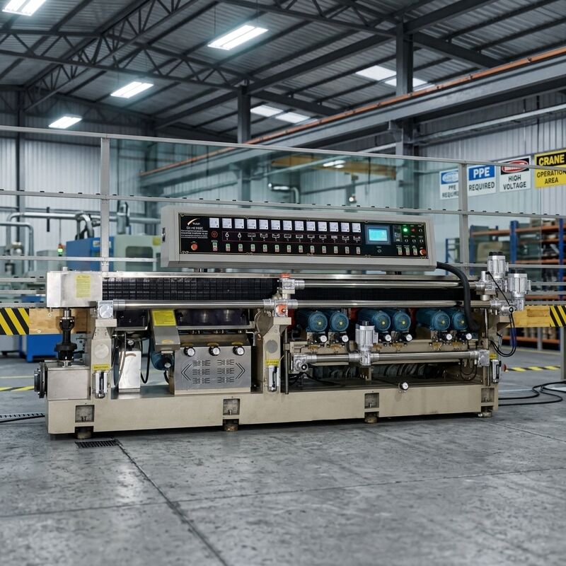12 Spindle Glass Beveling Polishing Machine 0.6m-4m/Min 28KW Total Power