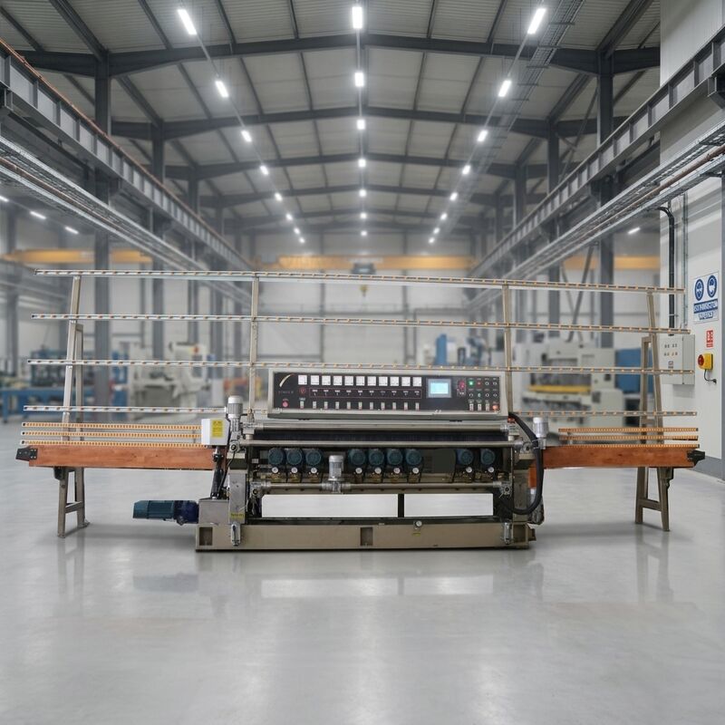 10 Motors Glass Grinding Polishing Machine With PLC Support Bottom Edge Grinding