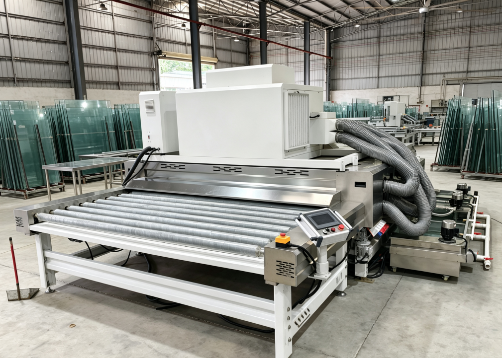  Glass Washing Machine 4 Pairs Upper Lower Brushes Electric Gap Adjustment and Multistage Air Knives